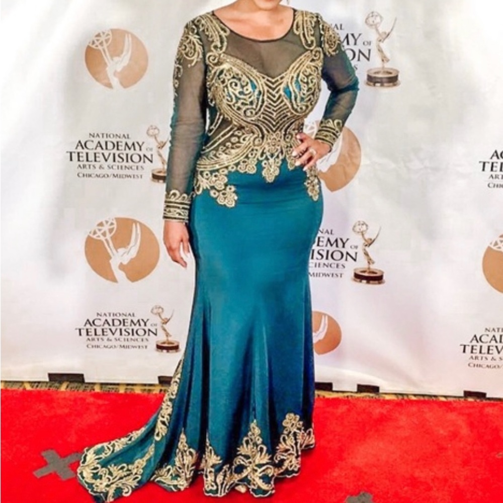 Camille La Vie Green and Gold Gown, Dress